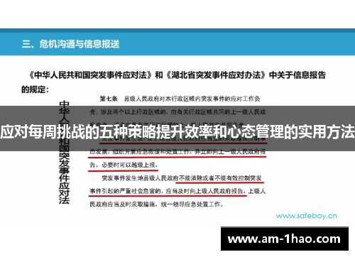 应对每周挑战的五种策略提升效率和心态管理的实用方法